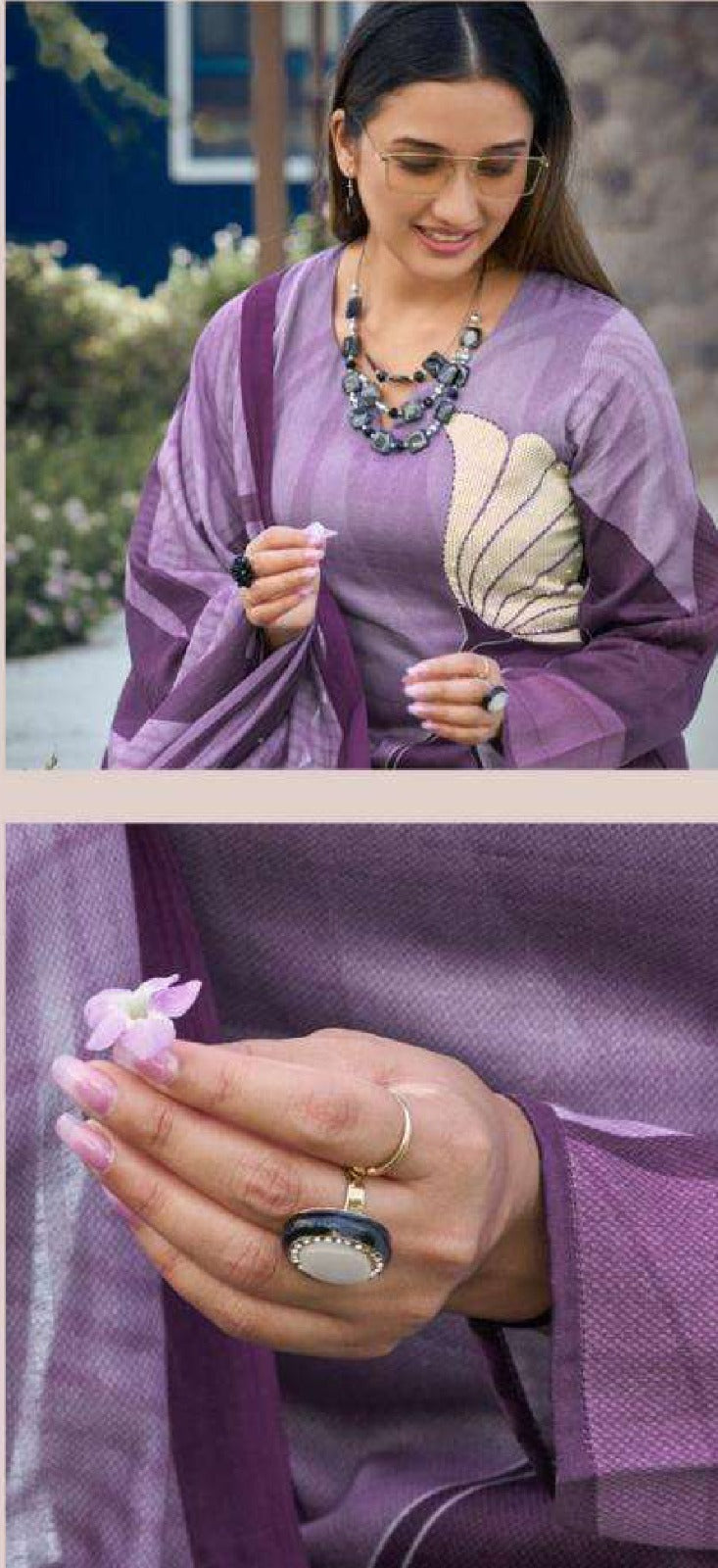 Lavender Digital Printed Kurta Set for Women | Heavy Poly Rayon Fabric with Mal Chanderi Dupatta | Modern Ethnic Wear