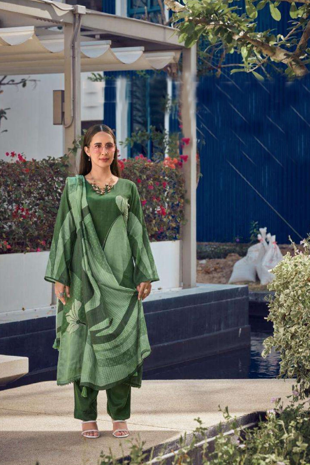 Green Digital Printed Kurta Set for Women | Heavy Poly Rayon Fabric with Mal Chanderi Dupatta | Elegant Ethnic Wear
