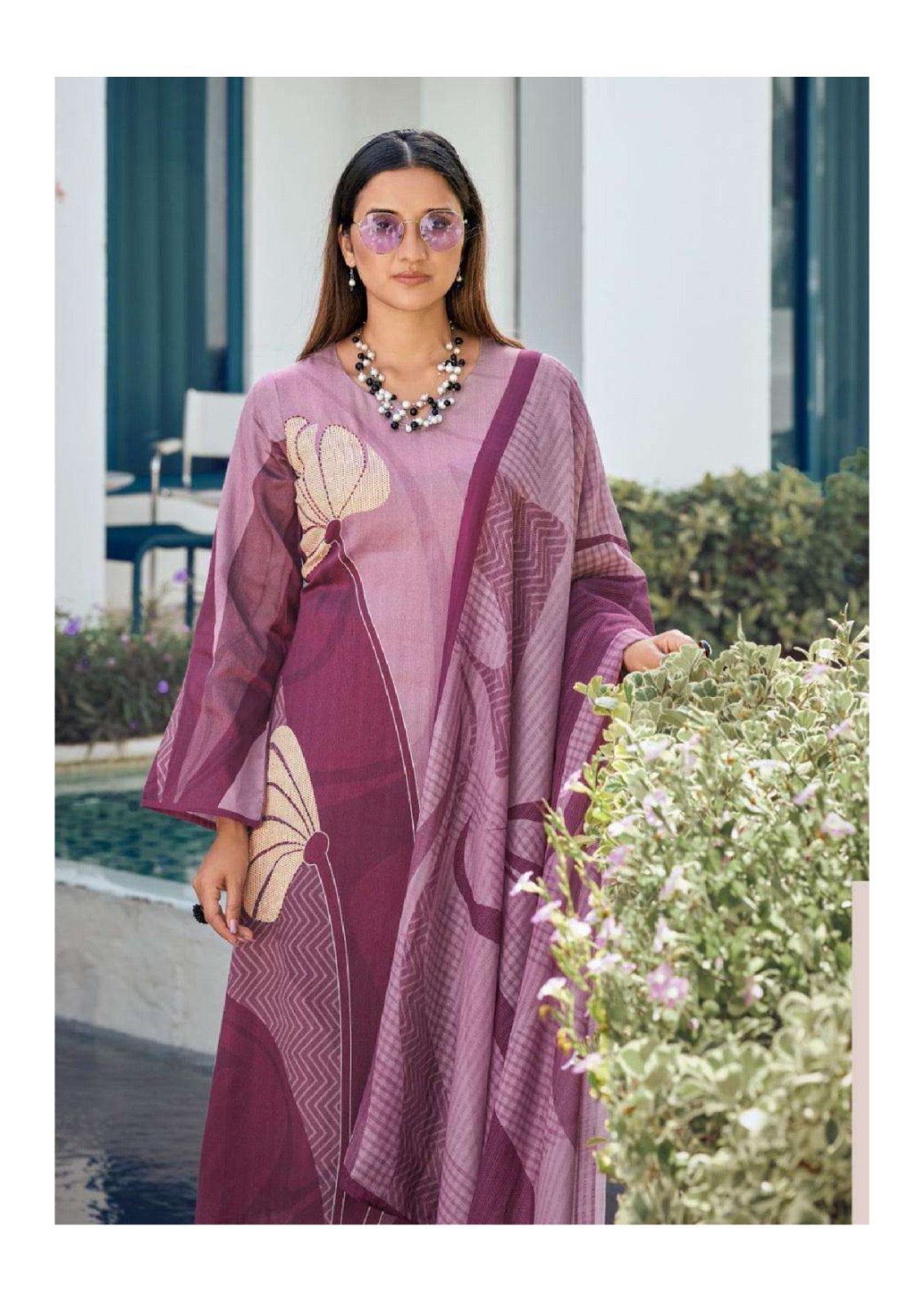 Plum Digital Printed Kurta Set for Women | Heavy Poly Rayon Fabric with Mal Chanderi Dupatta | Elegant Ethnic Wear